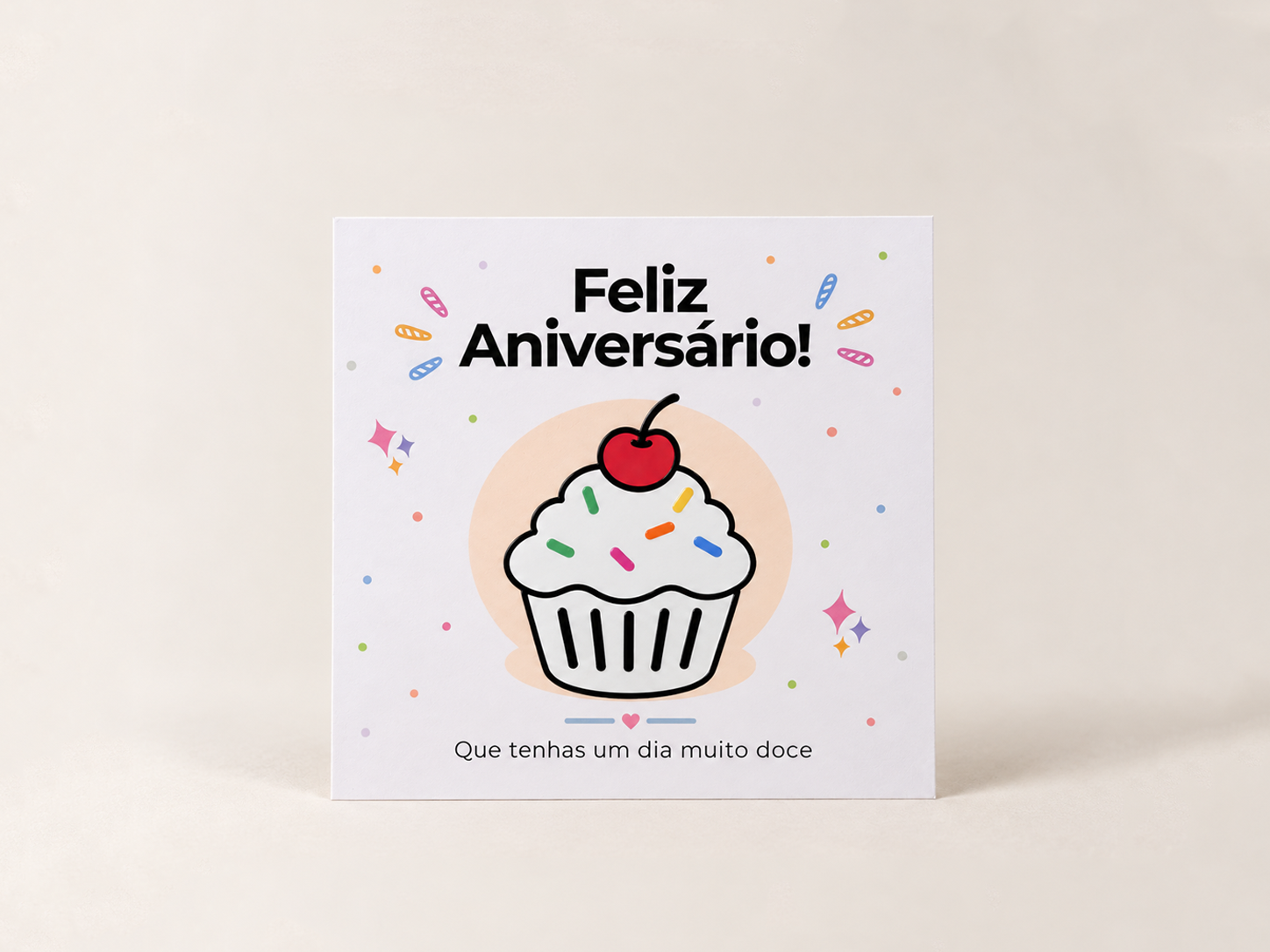 Cartão de Aniversário com Íman - Cupcake