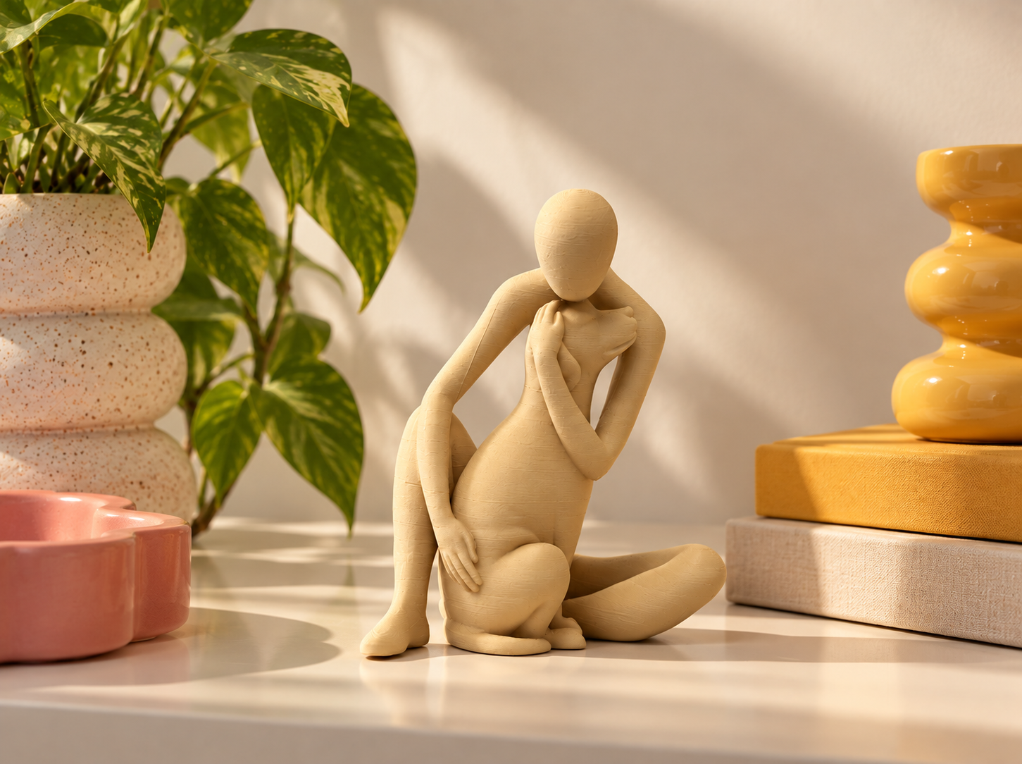 Figura Decorativa Mãe de Cão com Cachorrinho