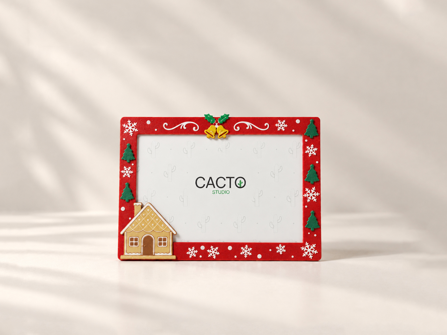 Moldura de Natal Vermelha com Casa de Jengibre
