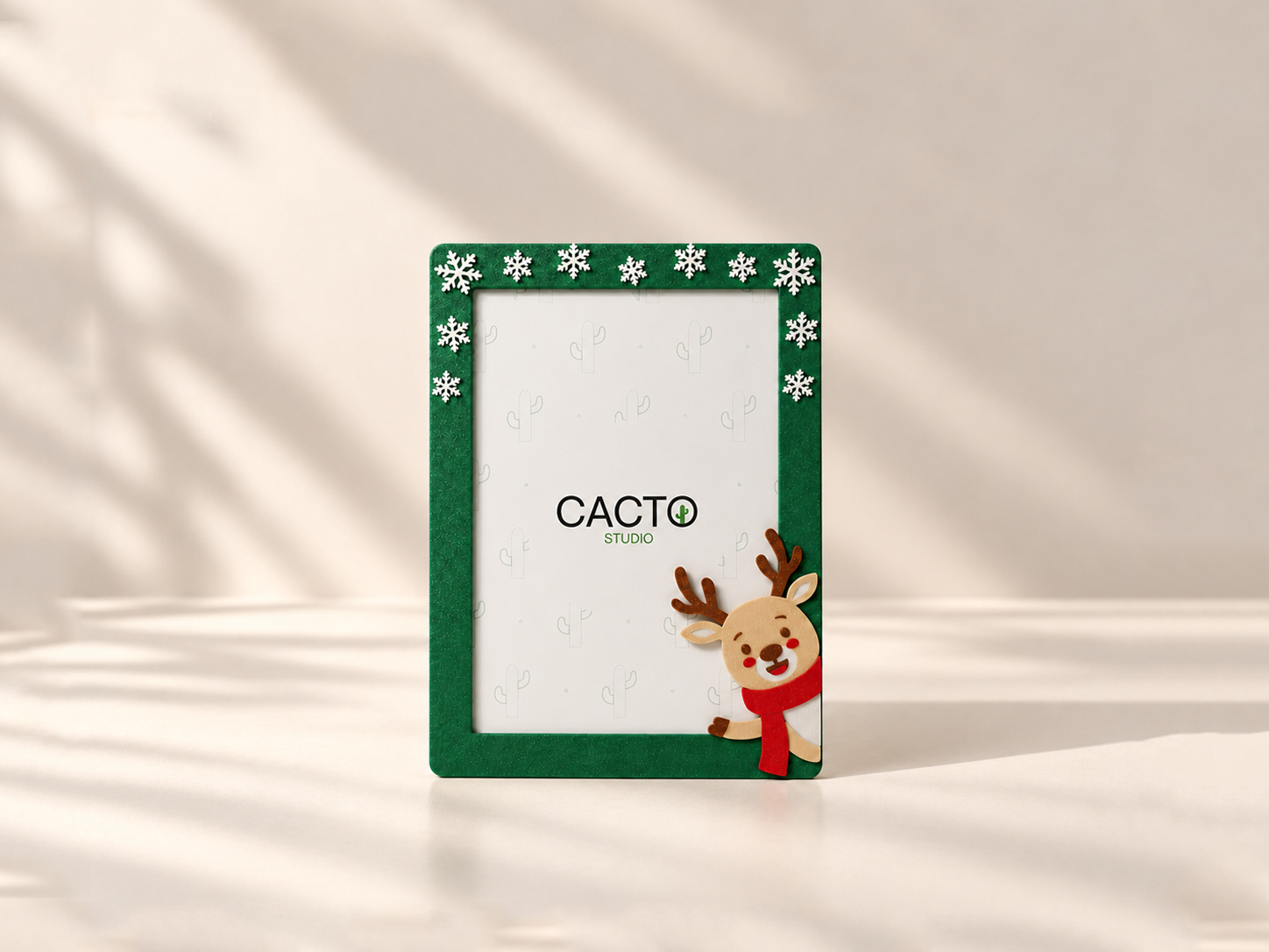 Moldura de Natal Verde com Rena
