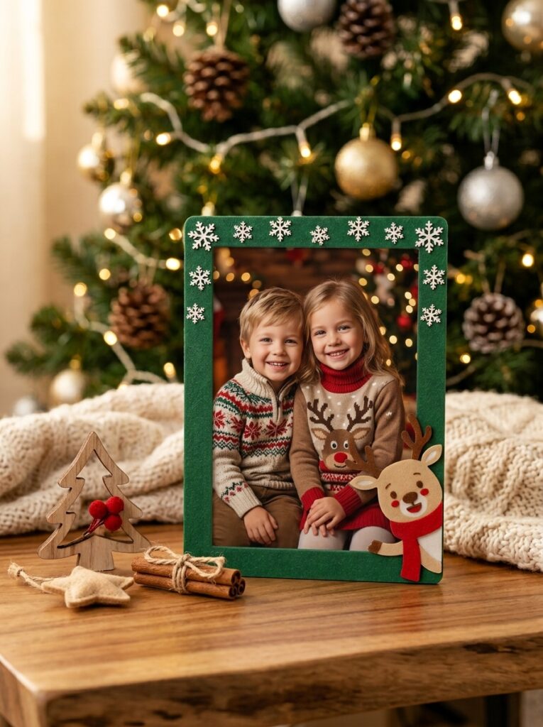 Moldura de Natal Verde com Rena