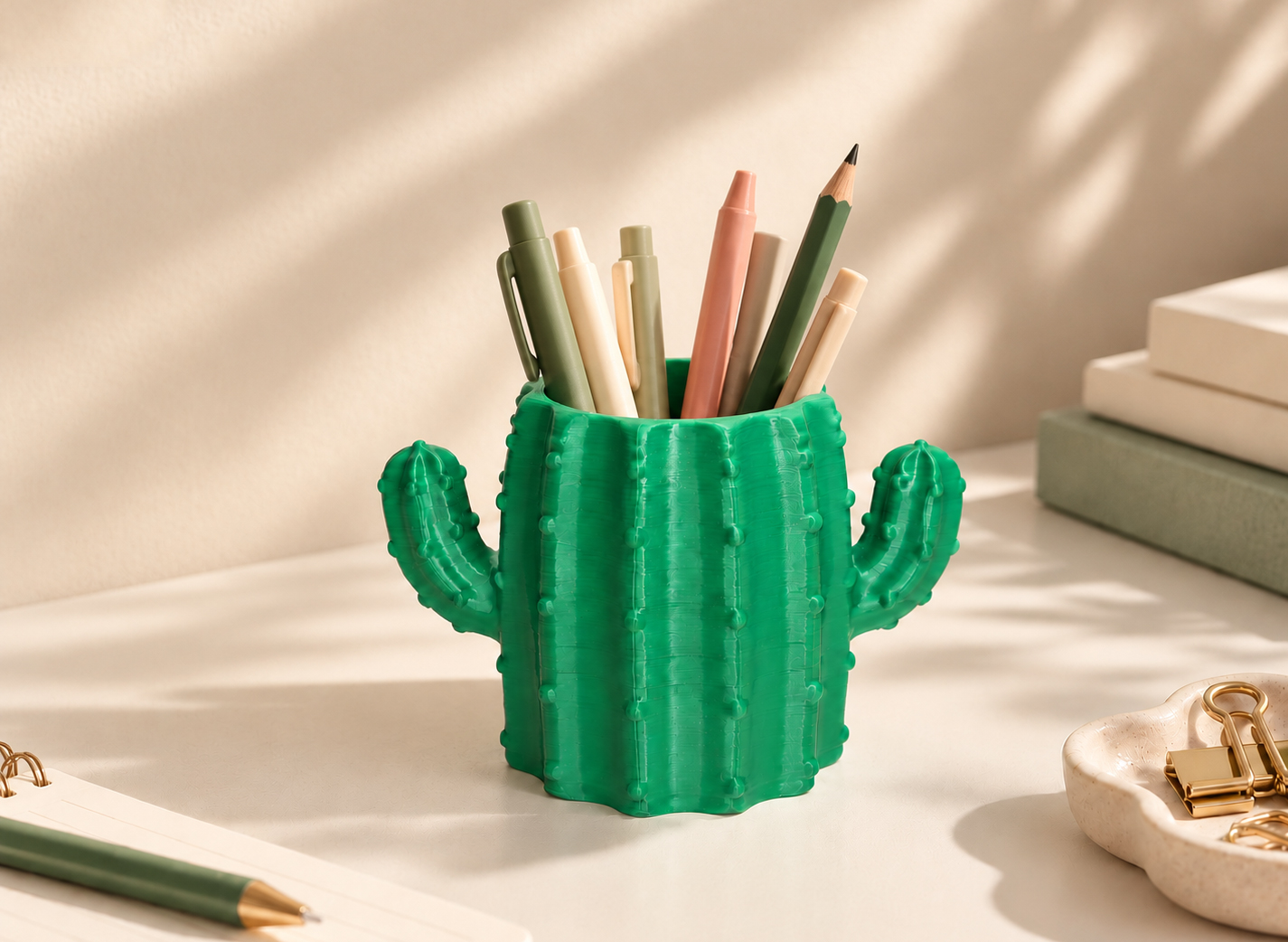 Porta-Caneta Cacto | Verde Esmeralda